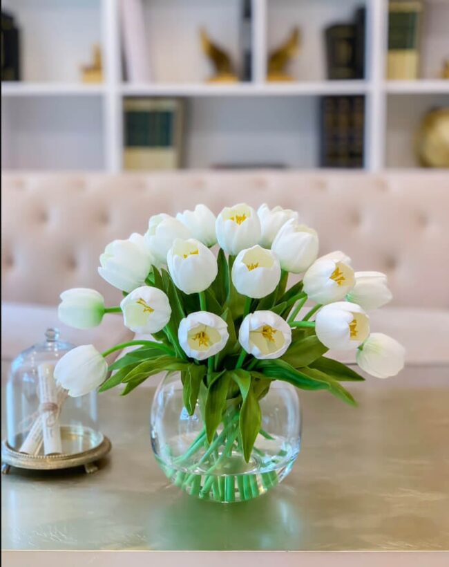 Pure White Tulip Botanical Centerpiece