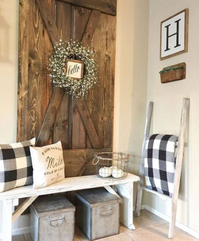 Vintage Metal Storage Maximizes Compact Hallway