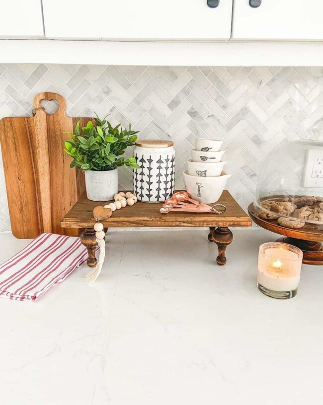 Gray Herringbone Mosaic Kitchen Canvas