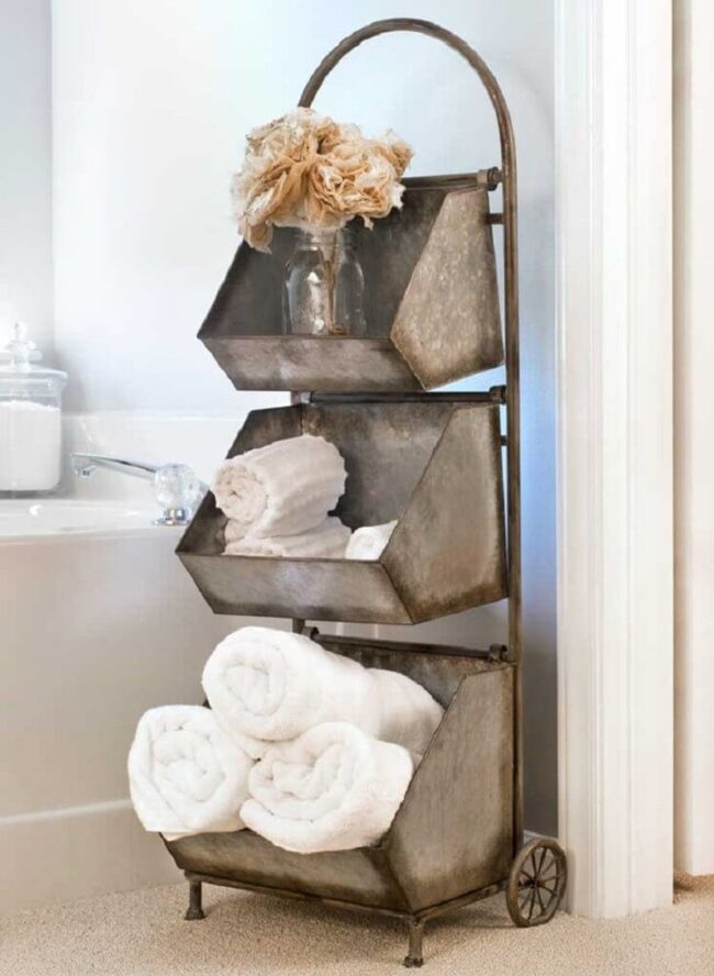 Rustic Metal Farmhouse Storage Caddy