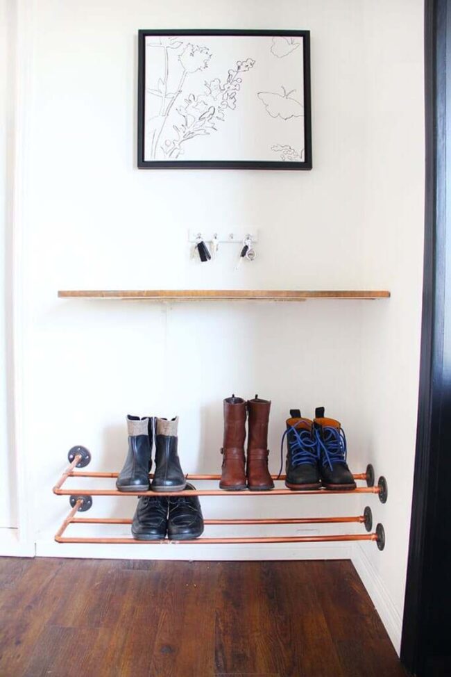 Copper Pipes Frame Minimalist Shoe Haven