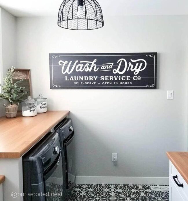 Rustic Wood Laundry Anchor Sign