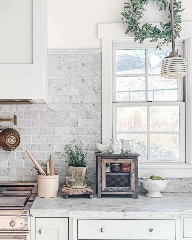 Marble White Kitchen Lavender Sanctuary