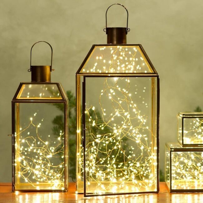 Brass Lanterns Shimmer Softly