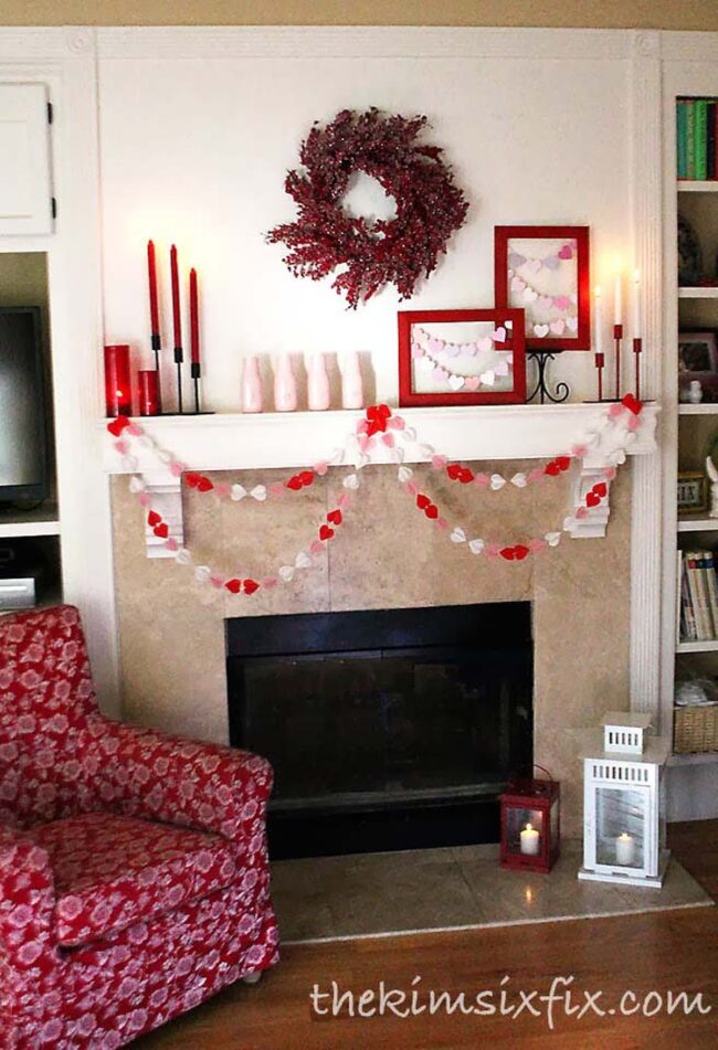 Crimson Hearts Dancing Fireplace Mantel