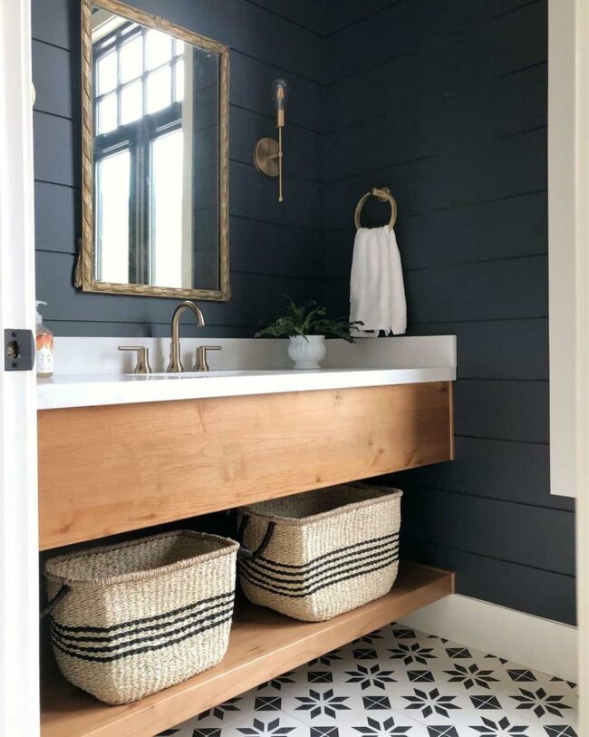 Celestial Monochrome Bathroom Symphony