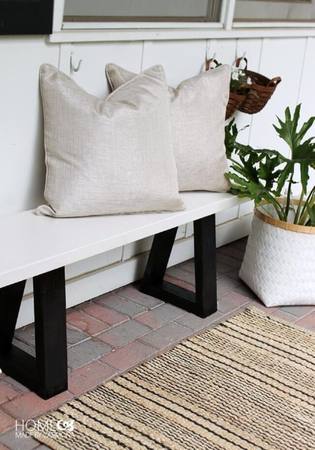 Angular Wood Patio Bench Chic
