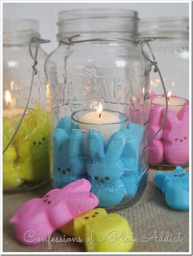Marshmallow Peeps Easter Candle Centerpiece