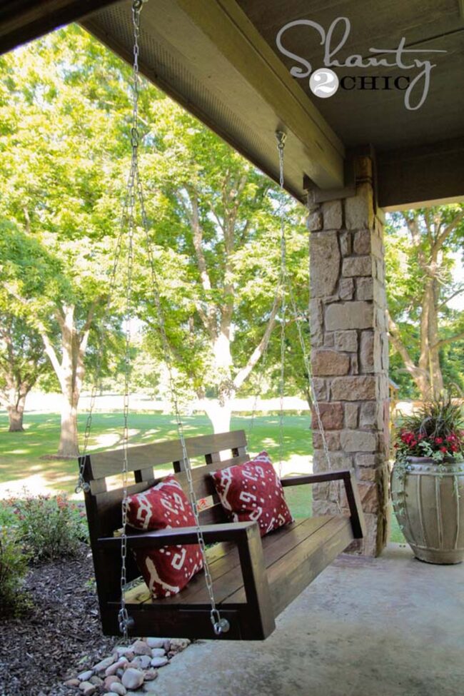 Wooden Swing Tranquility Embraces Porch