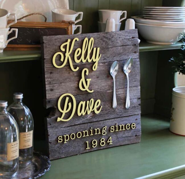 Vintage Wood Love Story Marker
