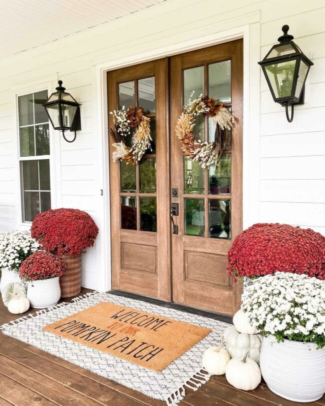 Autumn Entrance: Crimson Wreaths Welcome