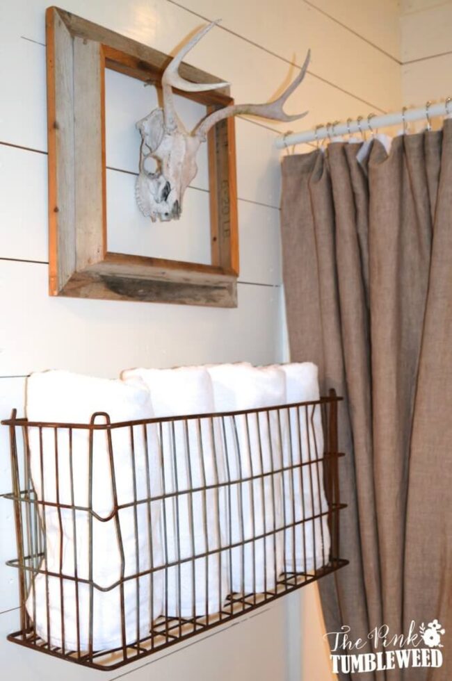 Vintage Bicycle Basket Towel Holder