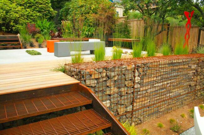 Stone Cage Walls Meet Modern Nature