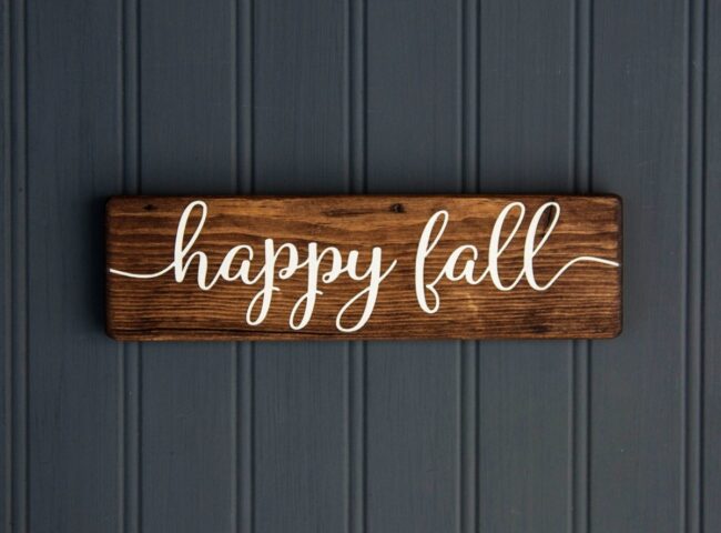 Rustic Walnut Cream Autumn Sign