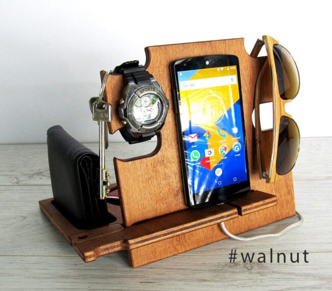 Rustic Wood Desk Essential Organizer