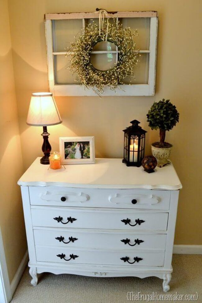 Vintage Window Frame Wreath Display