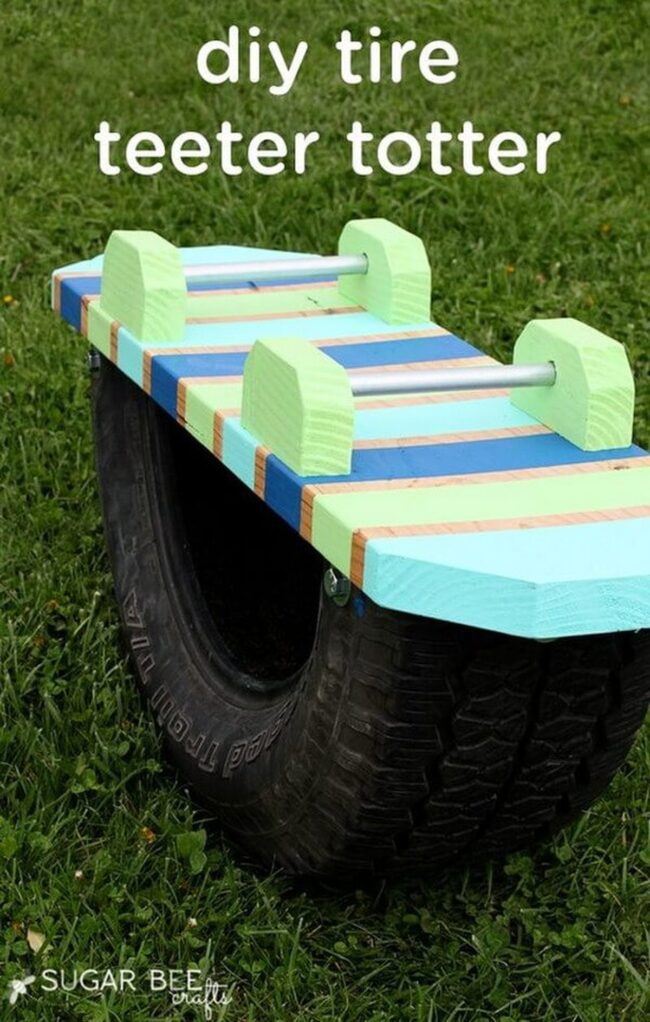 Recycled Rainbow Tire Playground Swing