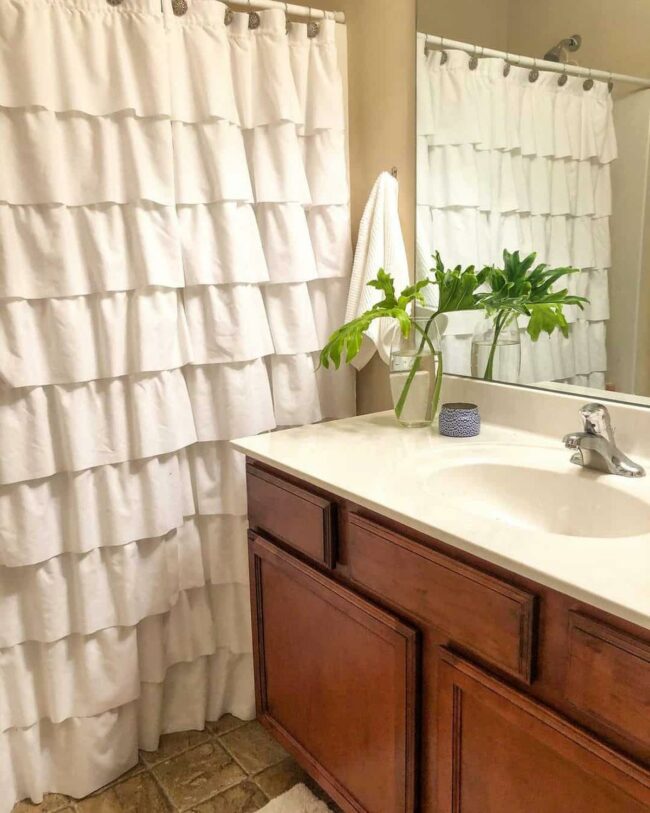 Soft White Ruffles Bathroom Symphony
