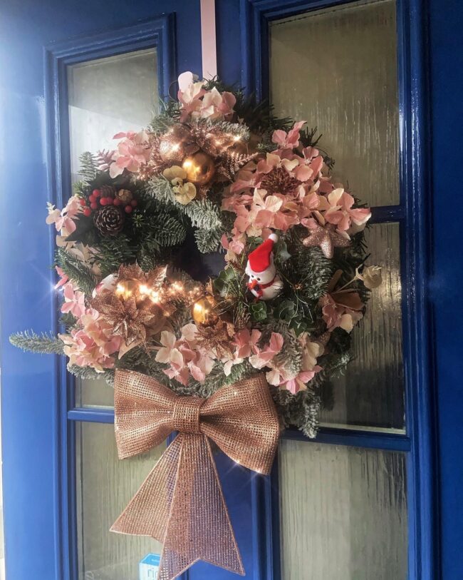 Shimmering Rose Gold Hydrangea Wreath