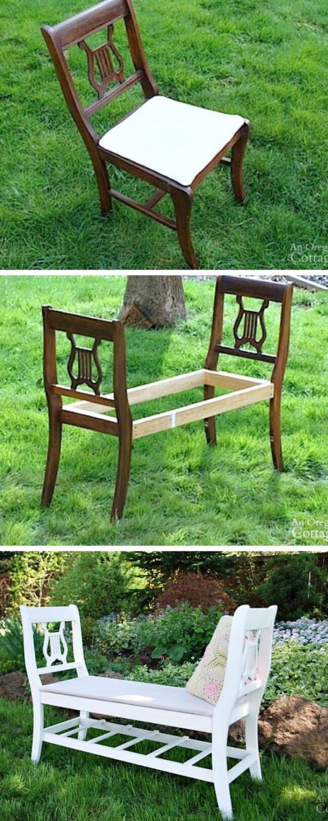 Vintage Chairs Reborn as Bench