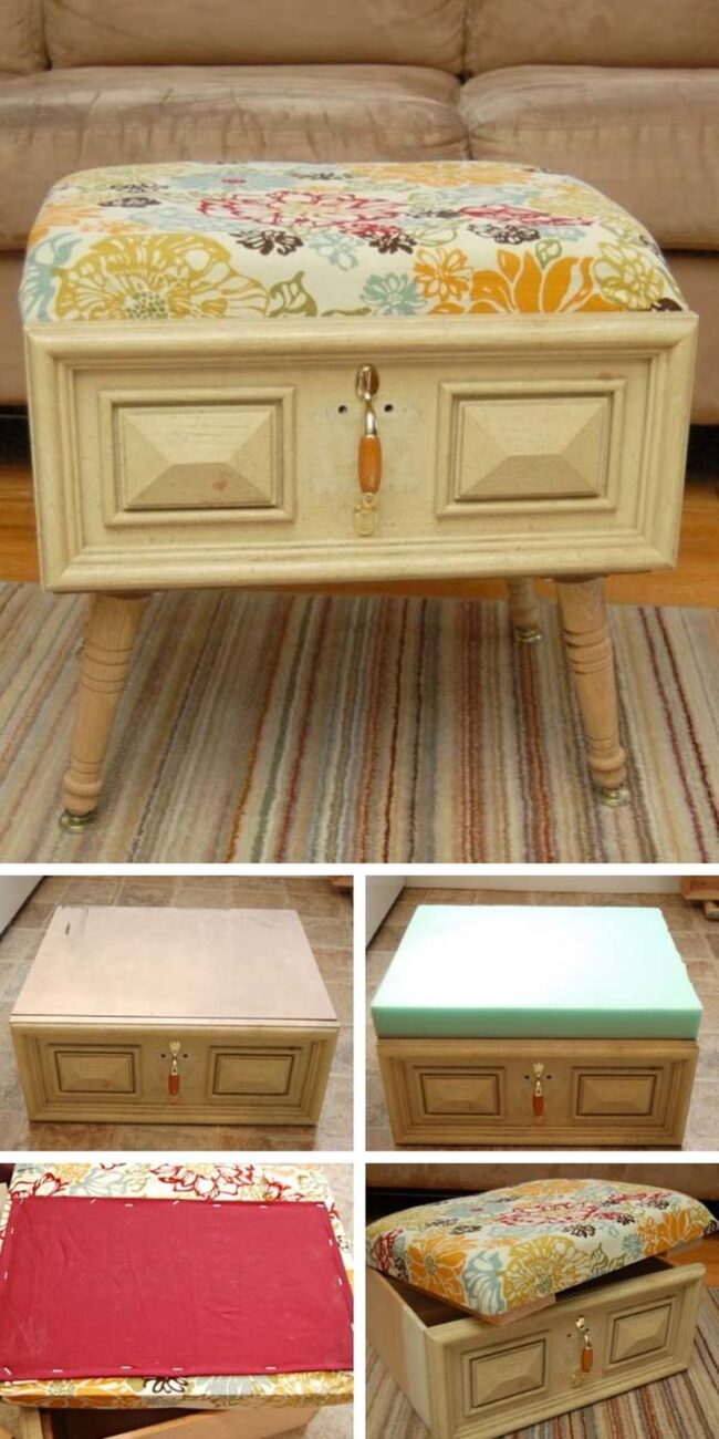 Vintage Drawers Reimagined as Storage Seats