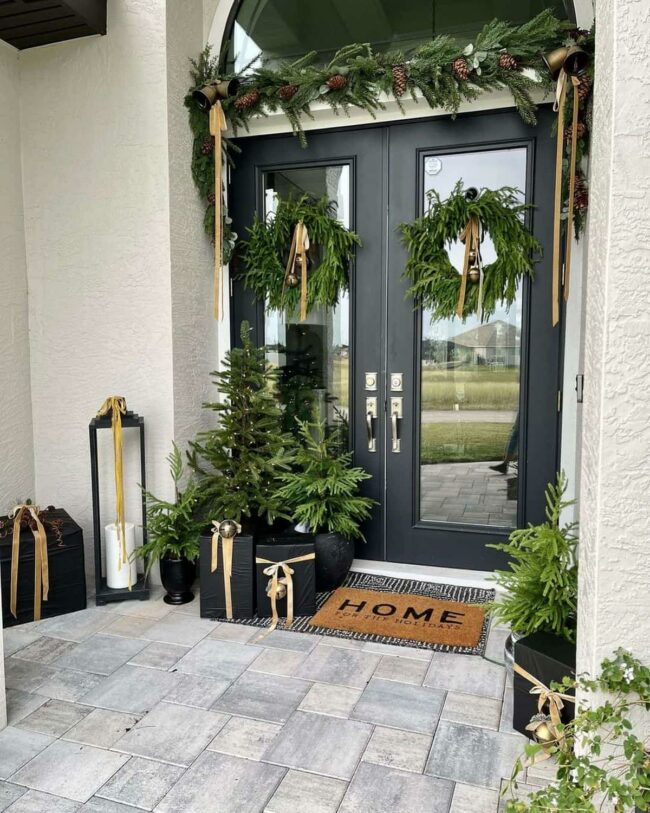 Black Door Gold Ribbons Winter Welcome