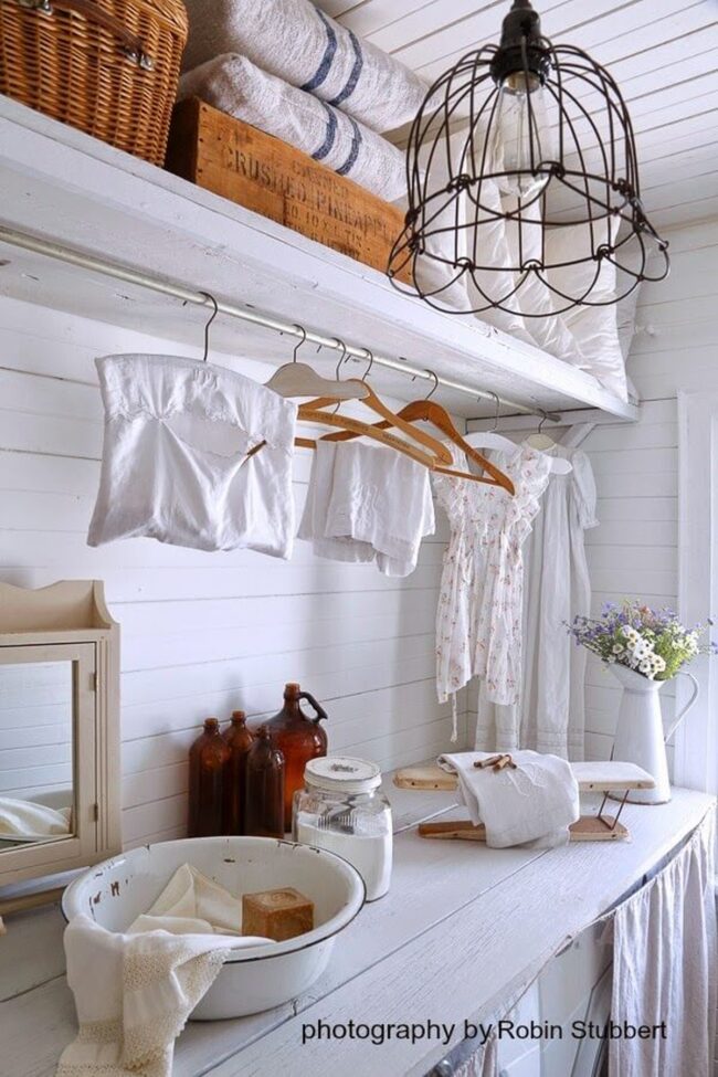 Rustic White Farmhouse Laundry Sanctuary
