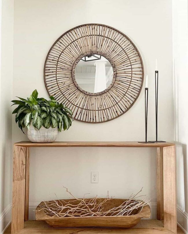 White Wicker Mirror Echoes Natural Grace