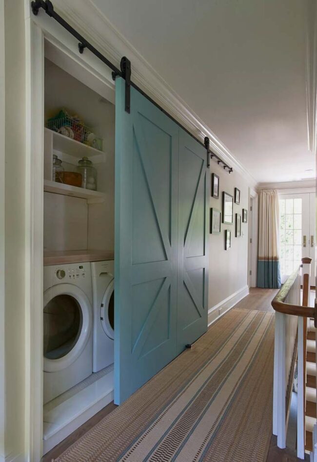 Emerald Barn Door Transforms Laundry Sanctuary