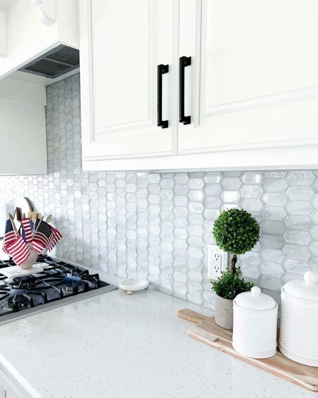 White Cabinets Stars and Stripes