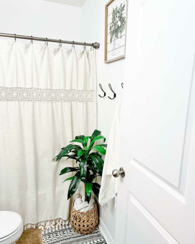 White Bathroom Tassel Curtain Charm