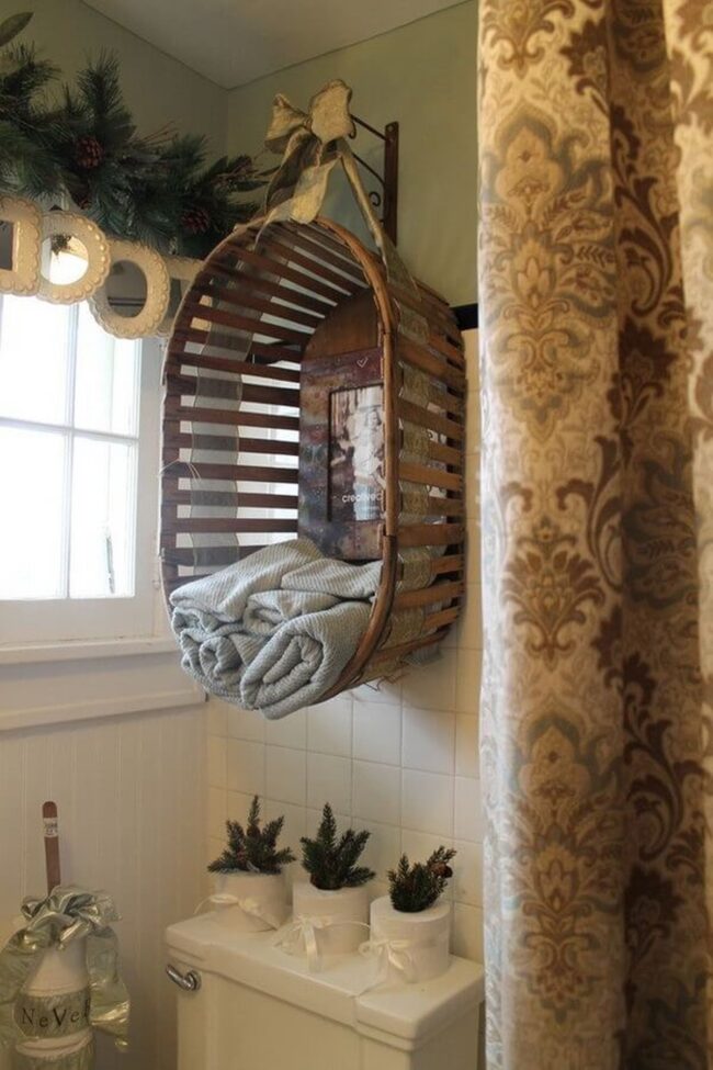 Rustic Woven Western Towel Basket