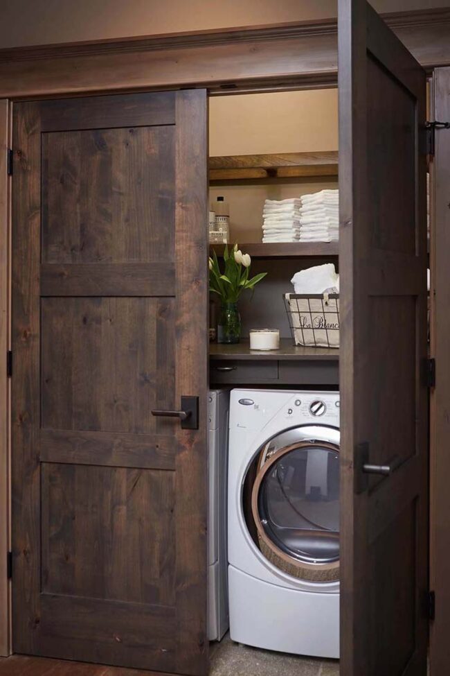 Compact Laundry Nook Wooden Charm