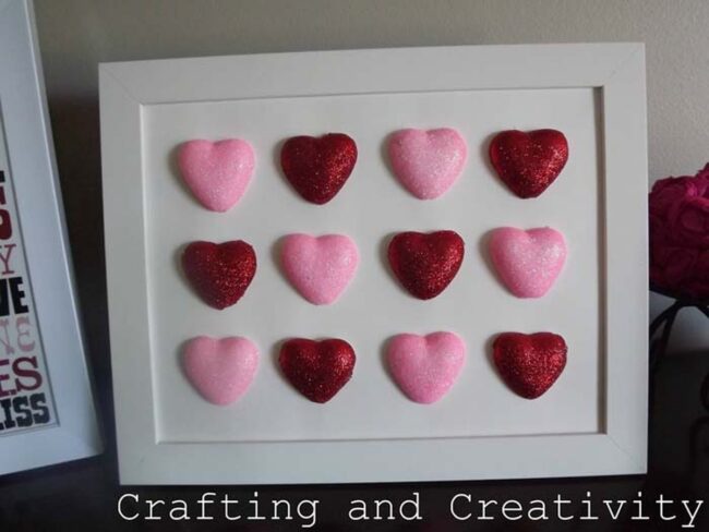 Crimson Glitter Hearts Frame Love