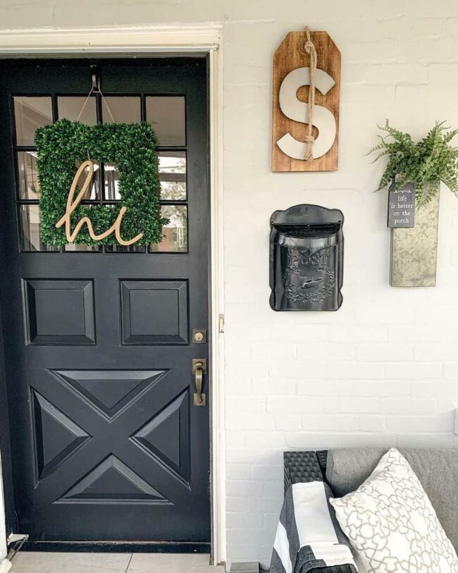 Black Door White Brick Contrast Delight