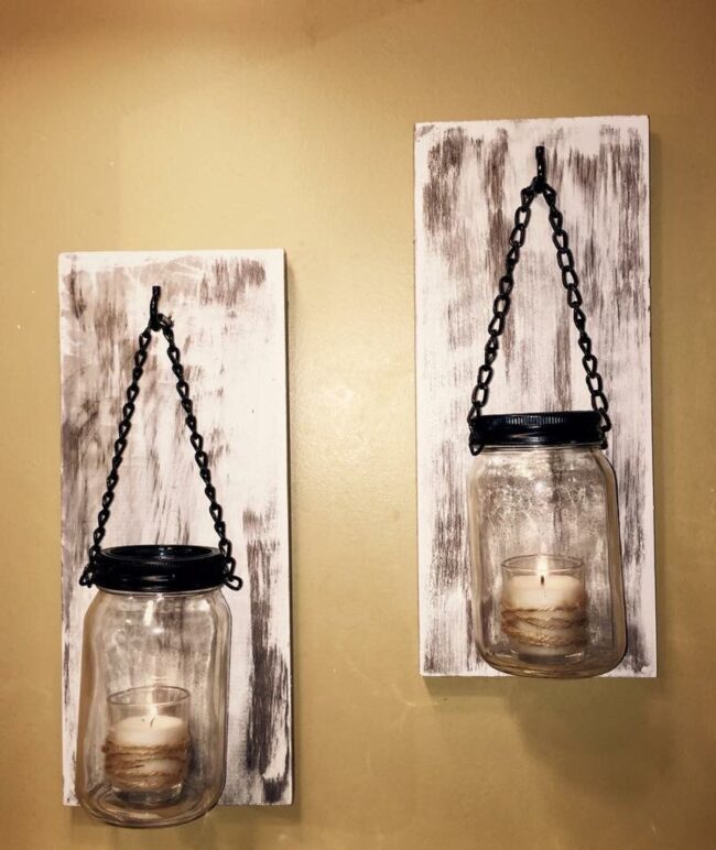 Rustic Twine Mason Jar Sconces