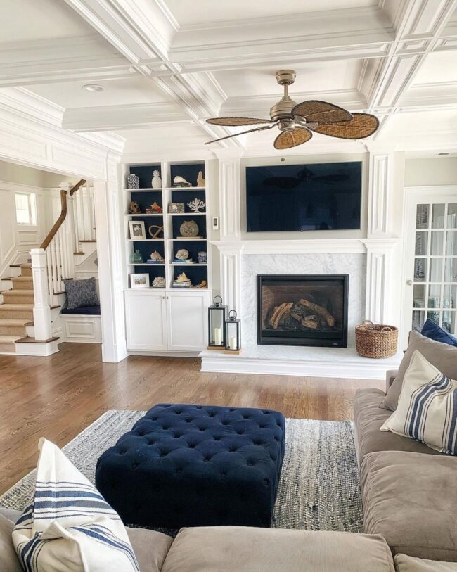 Navy Blue Coastal Memory Display Cabinet