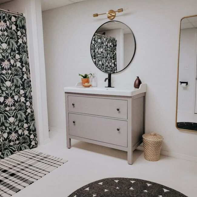 Midnight Blooms Black Bathroom Sanctuary
