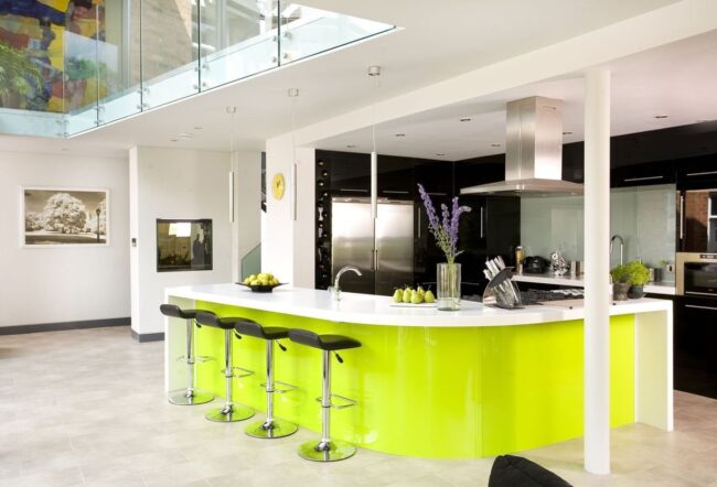 Neon Green Curves Kitchen Island