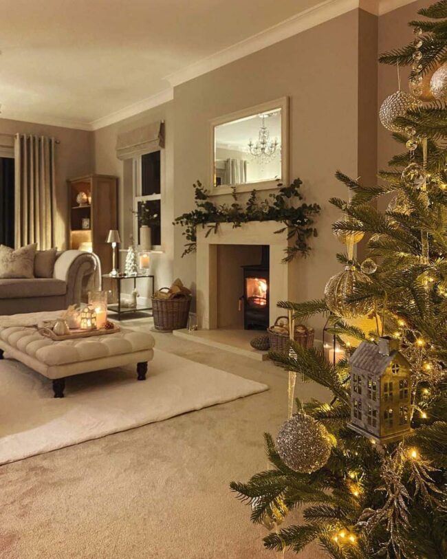 Golden Mirror Fireplace Radiance