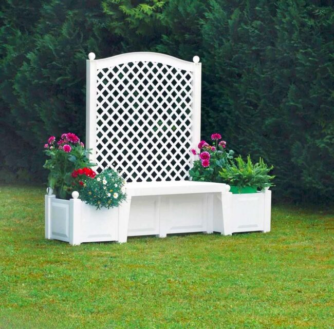 White Garden Sanctuary Wooden Bench