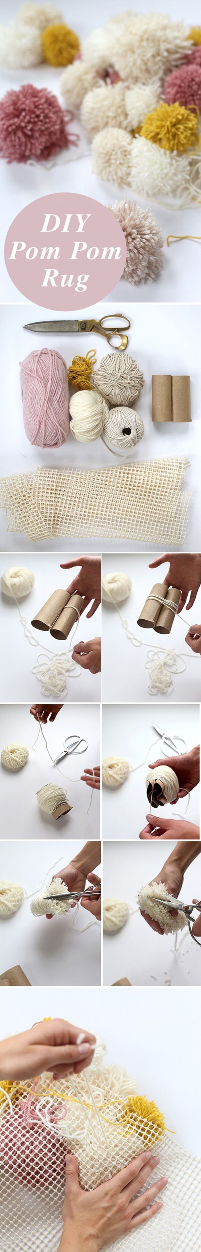 Plush Neutral Pompom Rug