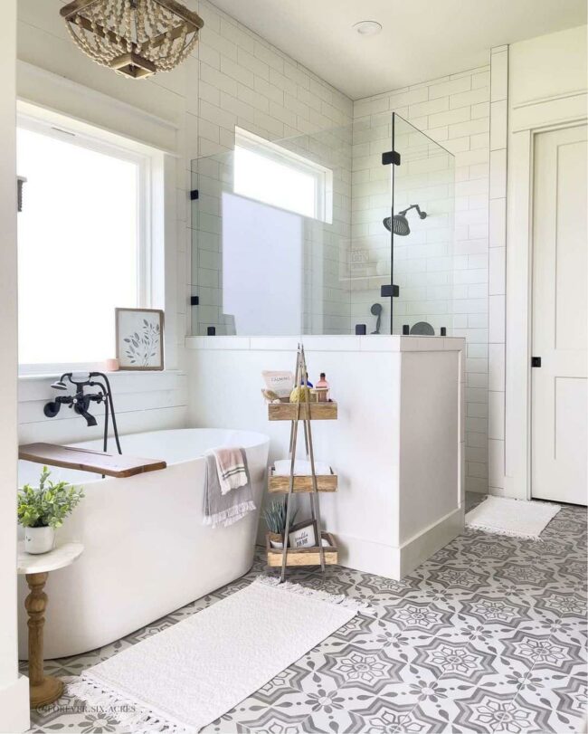 White Shiplap Sanctuary Black Accents Spa