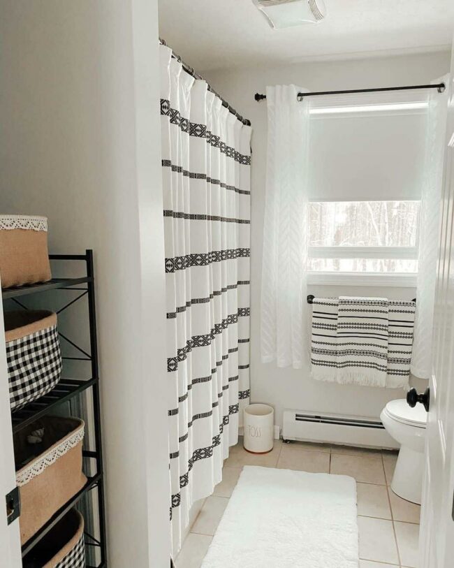 Black Stripes Farmhouse Bathroom Charm
