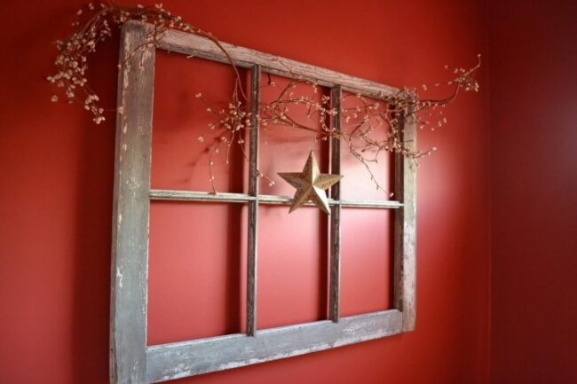 Crimson Berries Rustic Window