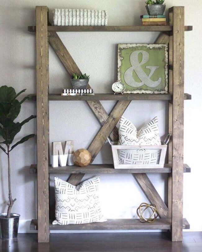 X-Beam Charcoal Farmhouse Bookshelf Design