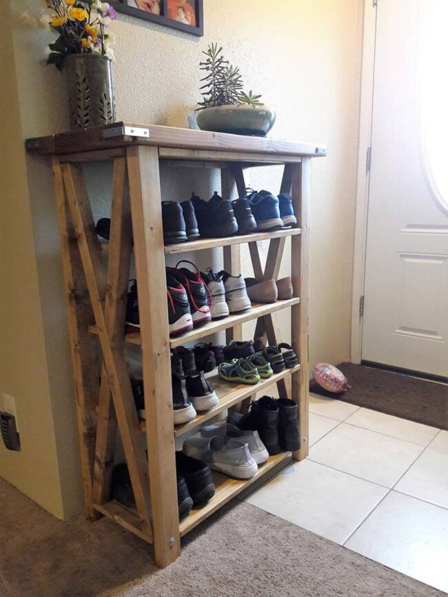 Wooden X-Frame Shoe Haven Organizer