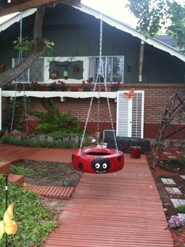 Whimsical Ladybug Playground Swing