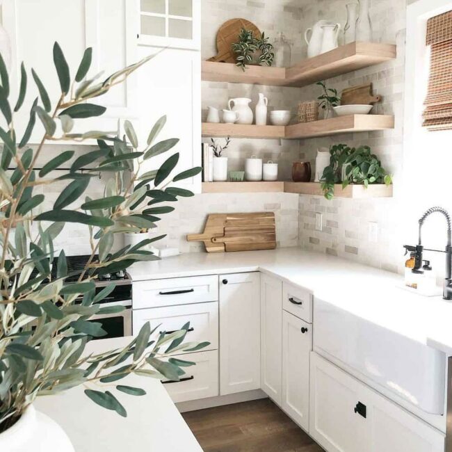 Green Whispers Through Wooden Kitchen