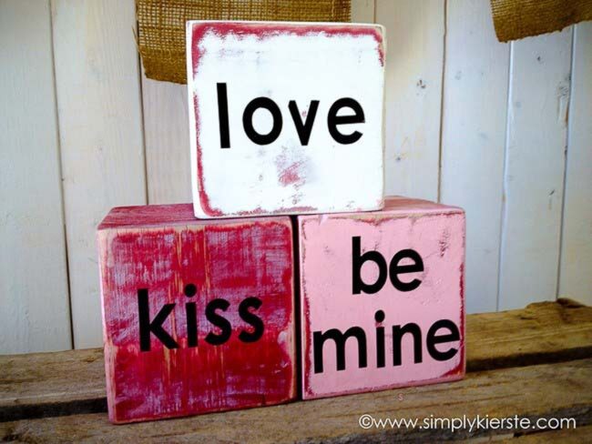 Crimson Hearts Wooden Love Blocks